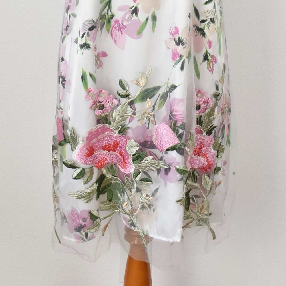 Spense Floral Embroidered Tulle Overlay Shift Dress NEW - L - Picture 3 of 12